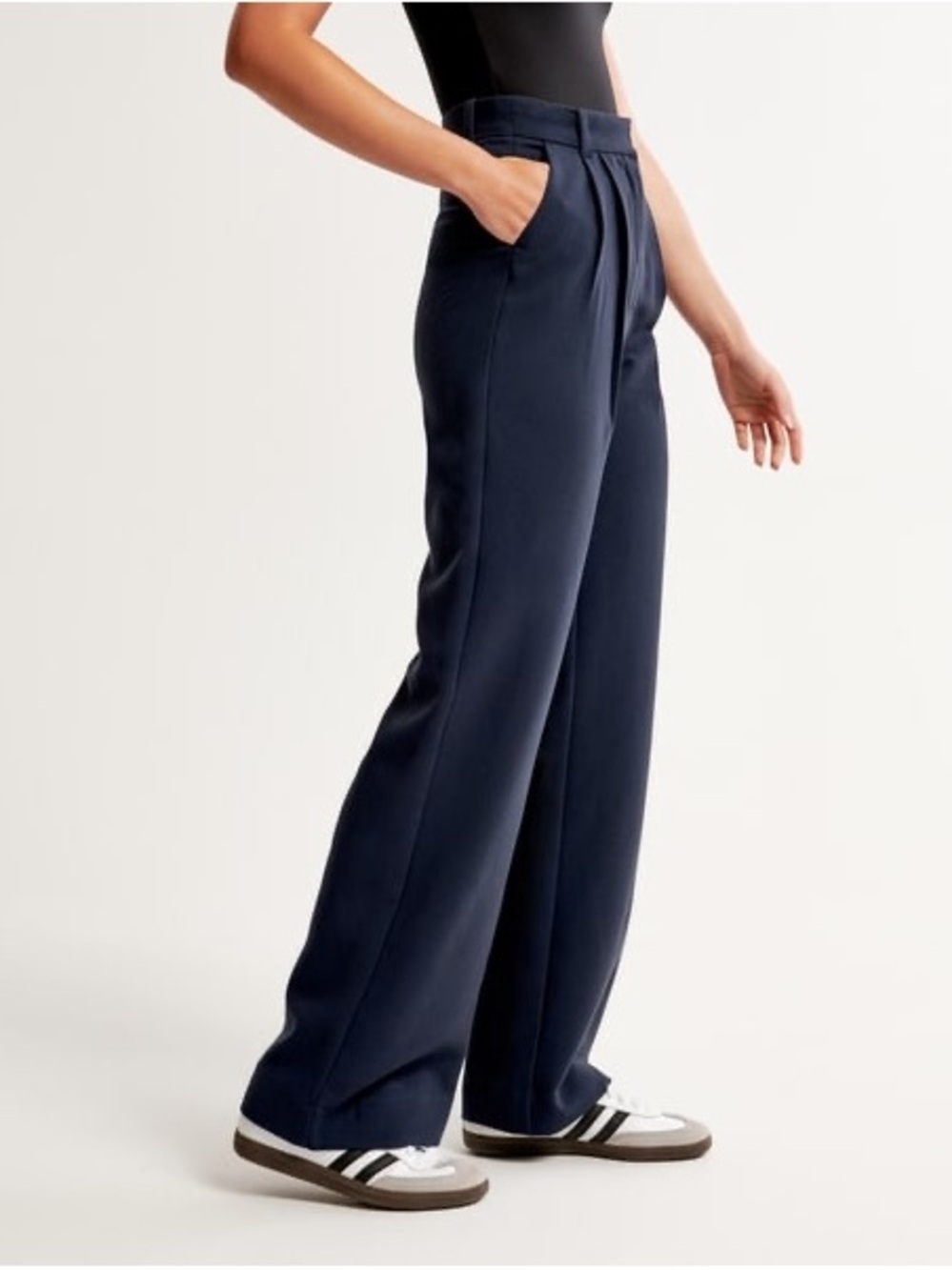 Abercrombie & Fitch Sloane Tailored Wide-leg Pants in Navy Size 27 short - Picture 4 of 8
